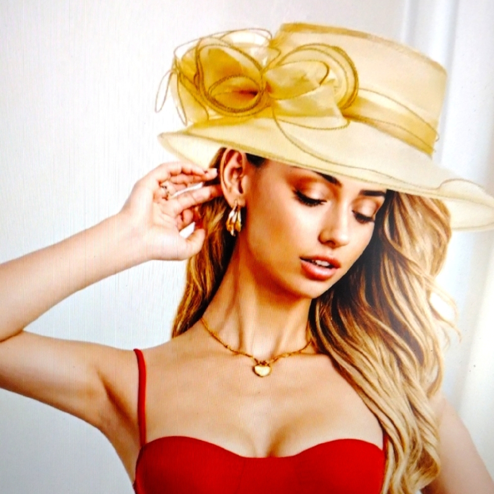 Women's French Inspired Organza Top Hat With 3D Floral Accents